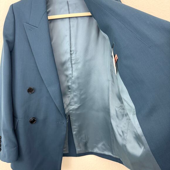Acne Studios Womens Notched Lapel Blazer Size 34/ XS Wool Blend Office Blue - Picture 5 of 11